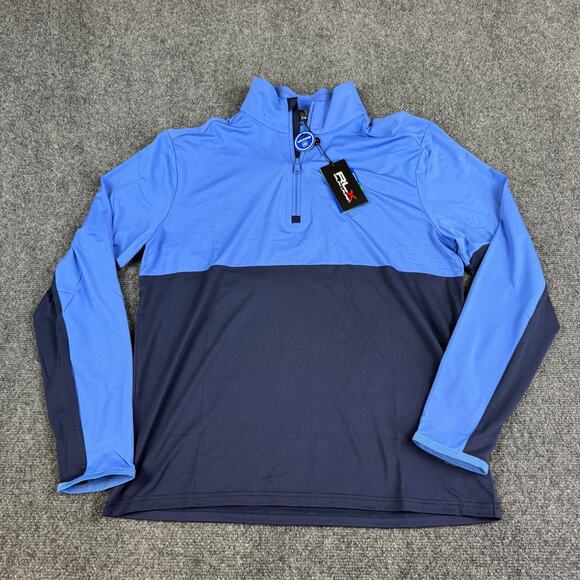 RLX Ralph Lauren Mens Size M Golf Performance 1/4 Zip Pullover Wicking Blue NEW - Picture 2 of 7